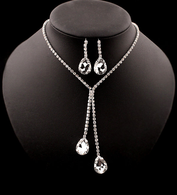 Комплект біжутерії покриття срібло з кристалами №06071