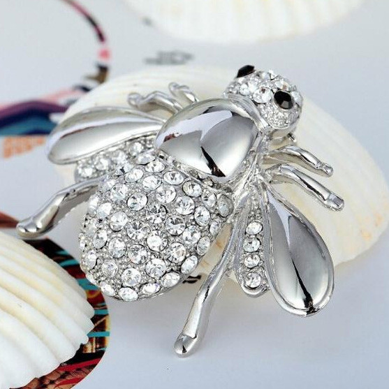 Брошка покриття срібло з кристалами №18063 