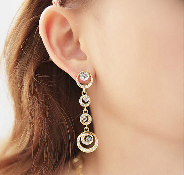 Сережки позолочені з кристалами №8777 