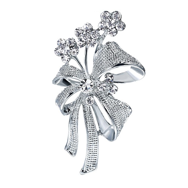 Брошка покриття срібло з кристалами №11036 