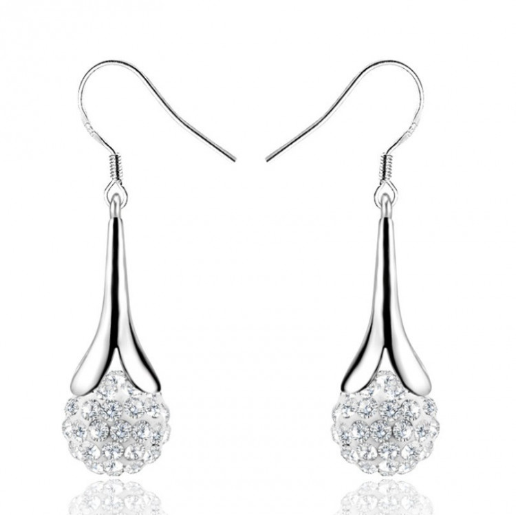 Сережки покриття срібло з кристалами №09101 