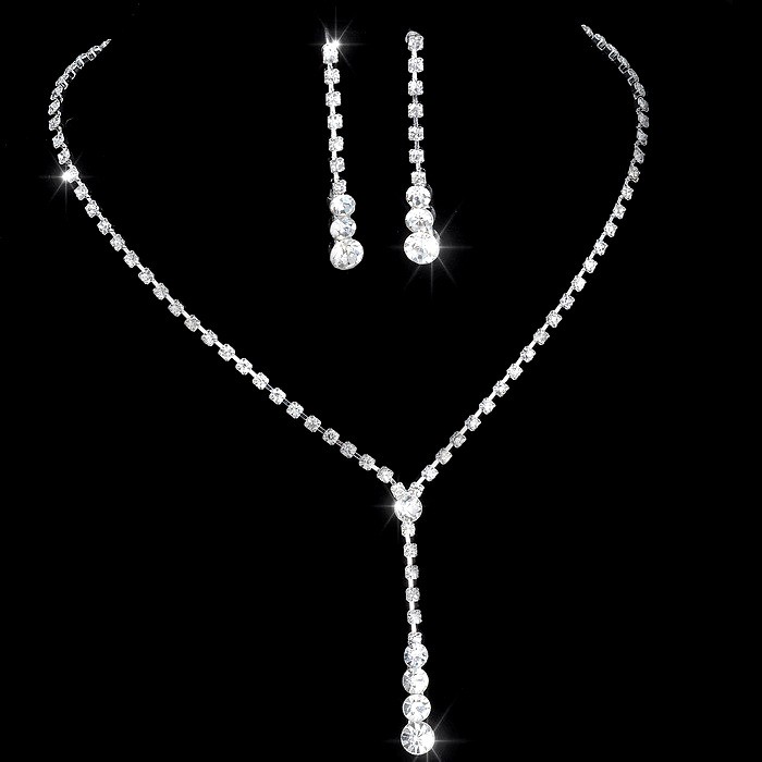 Комплект біжутерії покриття срібло з кристалами №13001 