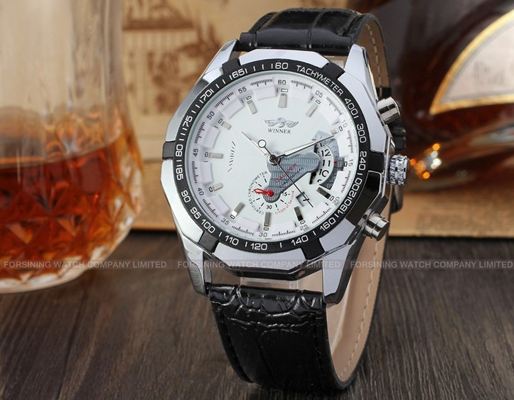 Чоловічий годинник механічний WINNER шкіряний ремінець - 