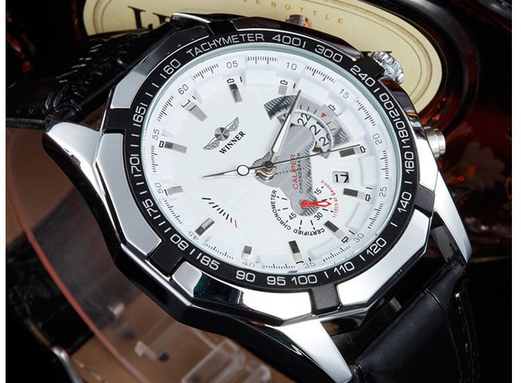 Чоловічий годинник механічний WINNER шкіряний ремінець - 