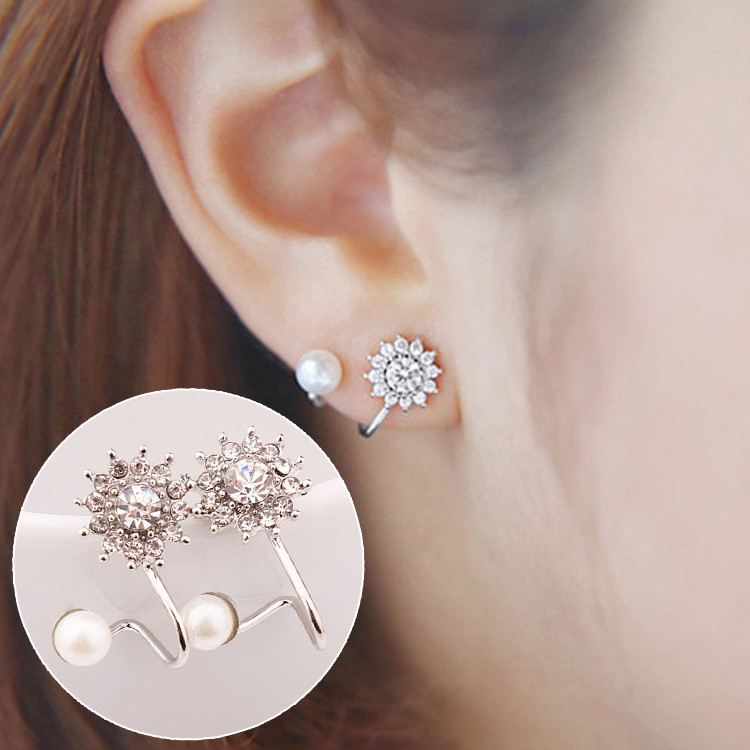 Сережки покриття срібло з кристалами №8317 