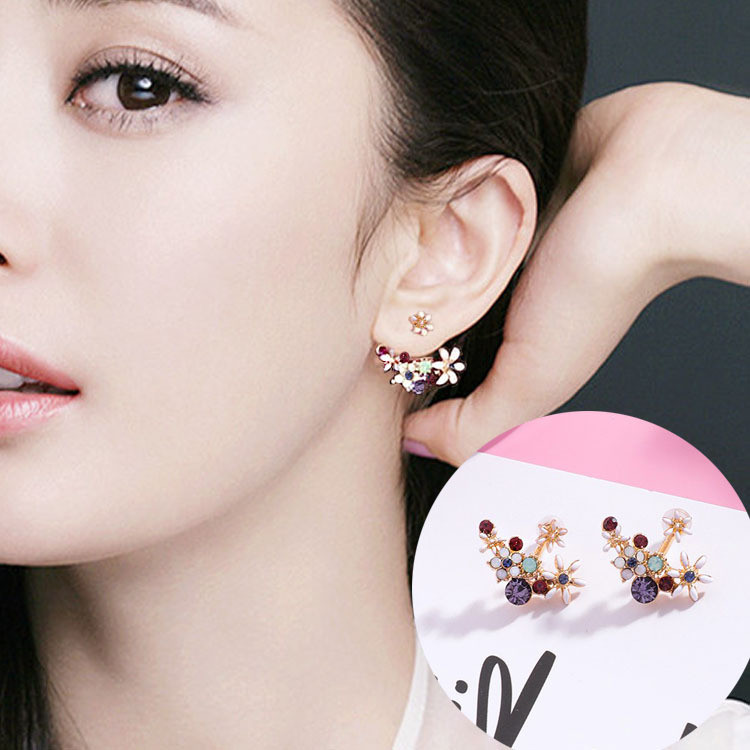 Сережки позолочені з кристалами №8323 