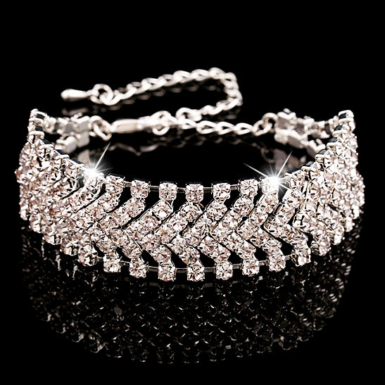 Браслет покриття срібло з кристалами №09086 