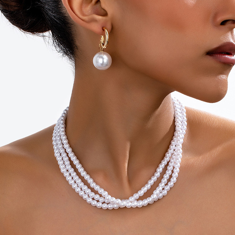 Комплект біжутерії позолочений з перлами №138-27