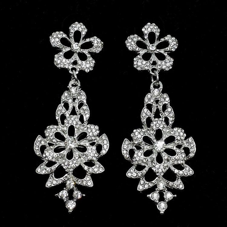 Сережки покриття срібло з кристалами №09106 