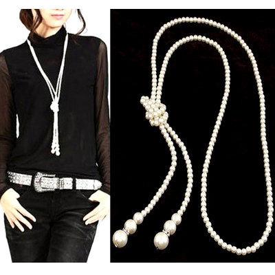 Кольє позолочене з перлами №06018 