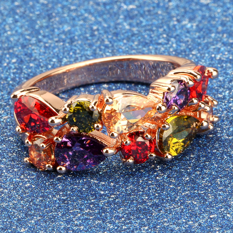 Каблучка позолочена з кристалами №10009  - 