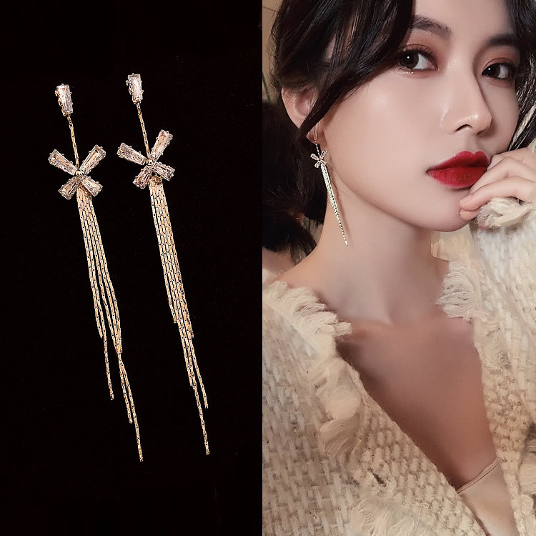 Сережки позолочені з кристалами №122-18 