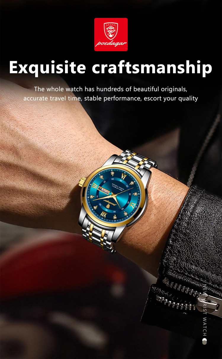 Чоловічий годинник Poedagar silver+black - 