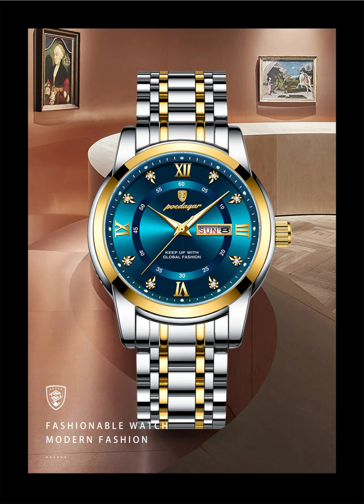 Чоловічий годинник Poedagar silver+black - 