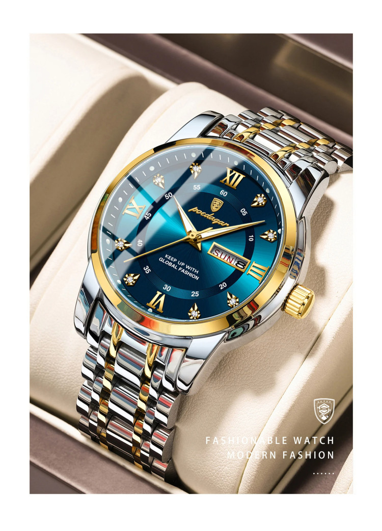 Чоловічий годинник Poedagar silver+black - 