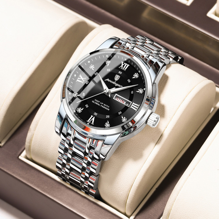 Чоловічий годинник Poedagar silver+black - 
