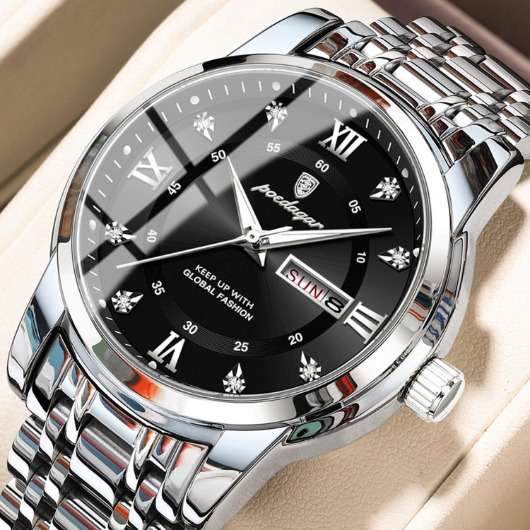 Чоловічий годинник Poedagar silver+black