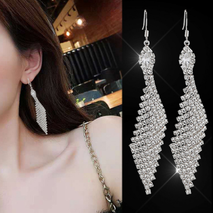 Сережки покриття срібло з кристалами №127-21 - 