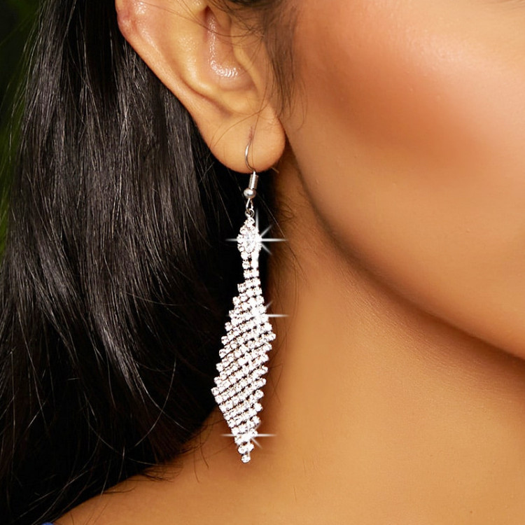 Сережки покриття срібло з кристалами №127-21