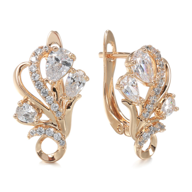 Сережки позолочені з кристалами №139-01