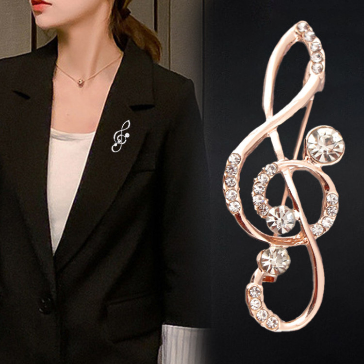 Брошка позолочена з кристалами №122-39