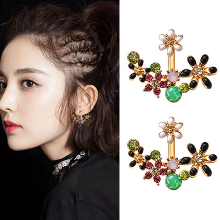 Сережки позолочені з кристалами №8794 