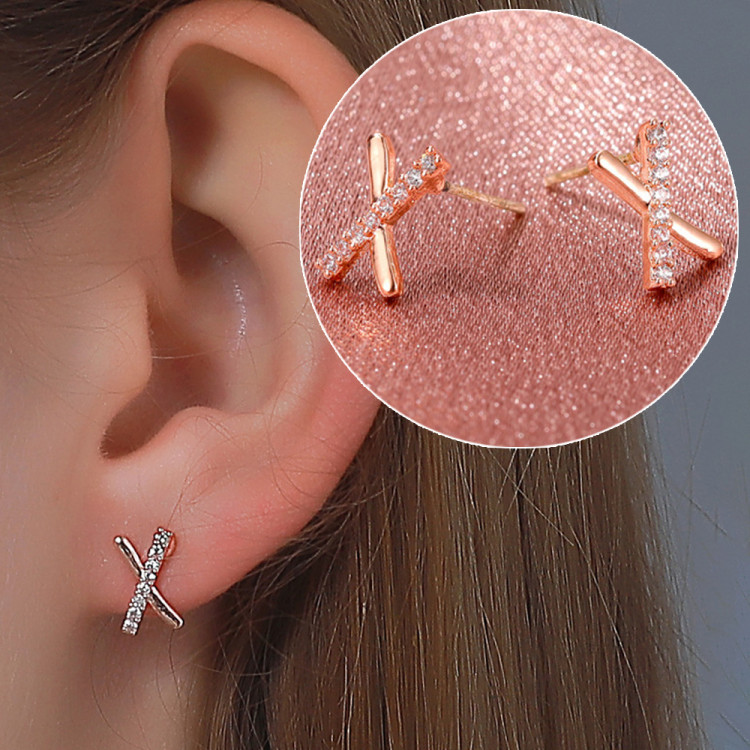 Сережки позолочені з кристалами №101-02 