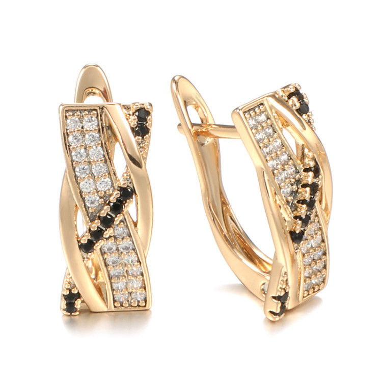 Сережки позолочені з кристалами №139-06