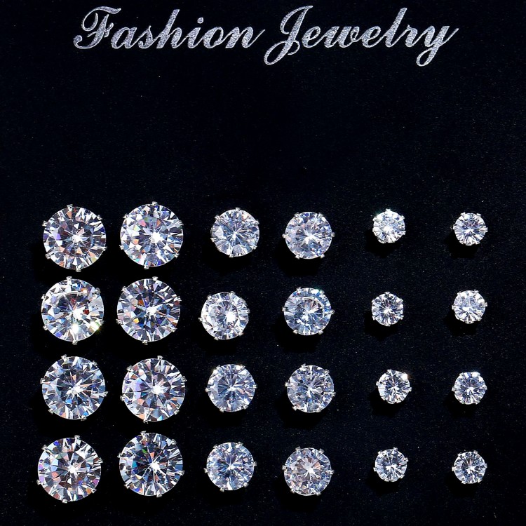 Комплект сережок покриття срібло з кристалами  №08023  - 