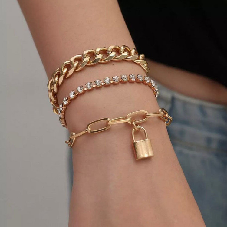 Браслети позолочені з кристалами №15019 