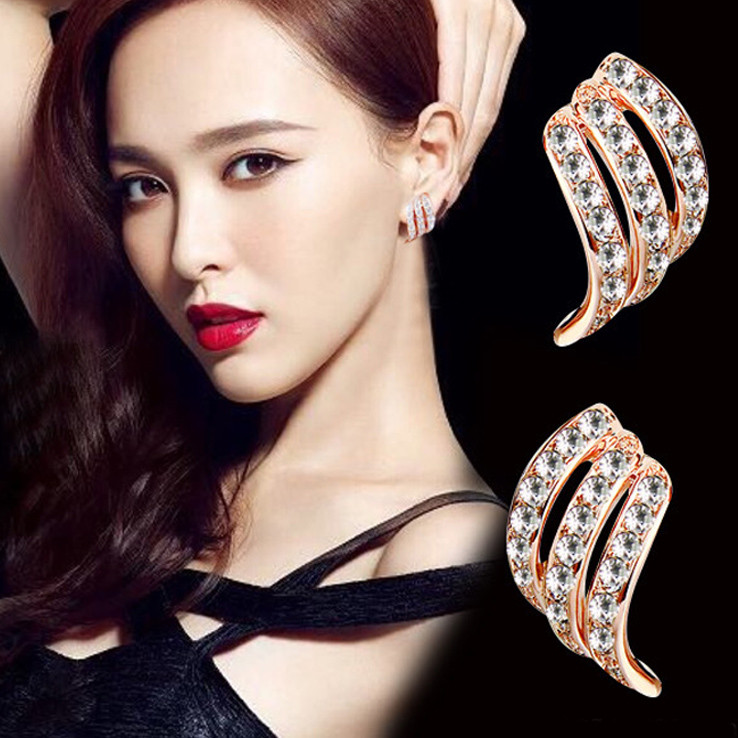 Сережки позолочені з кристалами swarovski №9609  