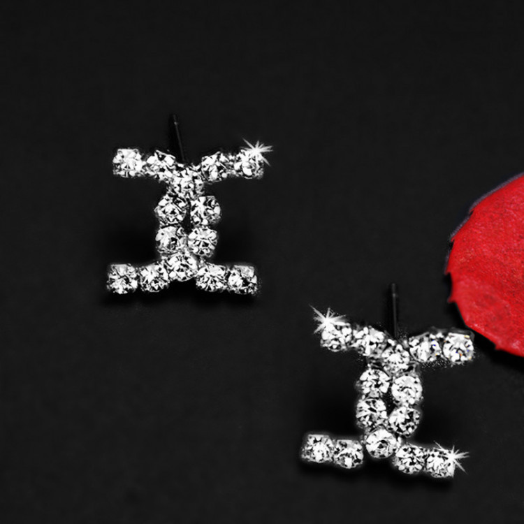 Сережки покриття срібло з кристалами №20035 