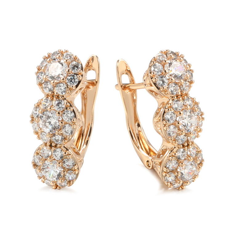 Сережки позолочені з кристалами №139-10