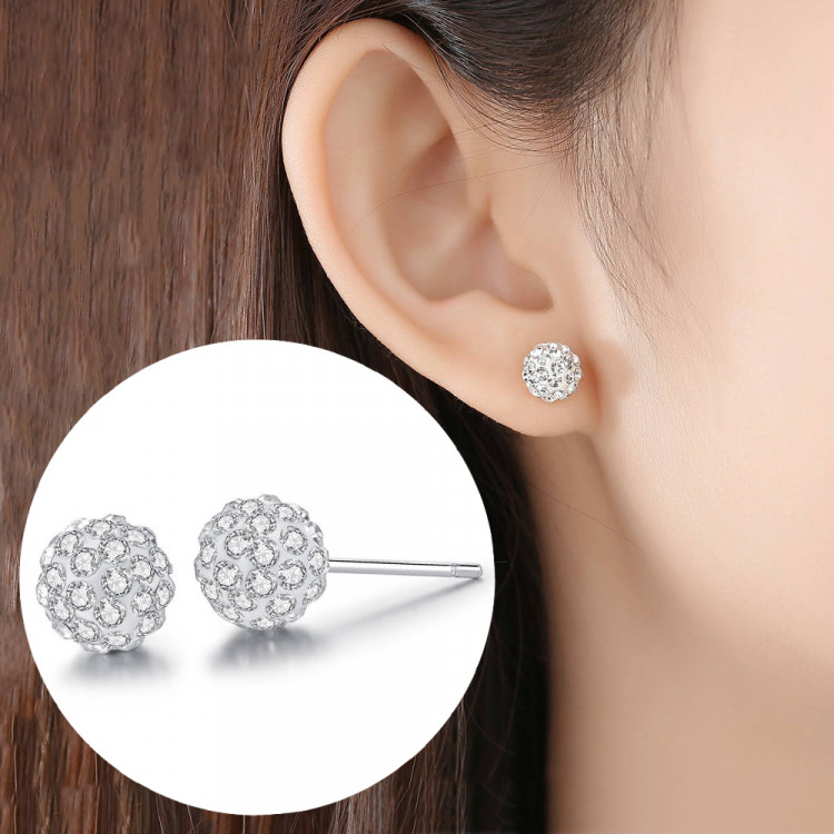 Сережки покриття срібло з кристалами white  №47057 