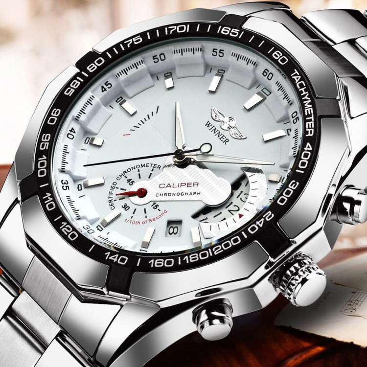 Чоловічий годинник механічний WINNER silver 