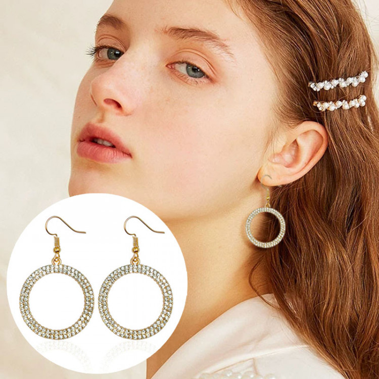 Сережки позолочені з кристалами №8563 