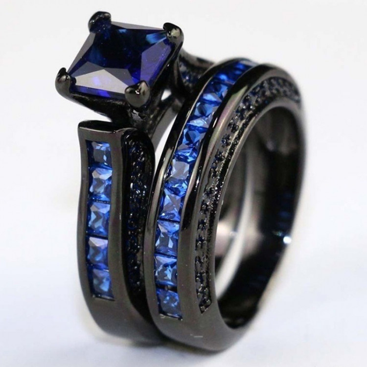 Каблучка покриття чорний титан із кристалами №46051