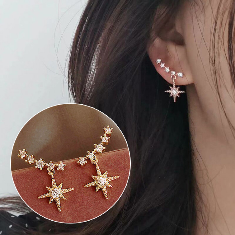 Сережки позолочені з кристалами №9612 