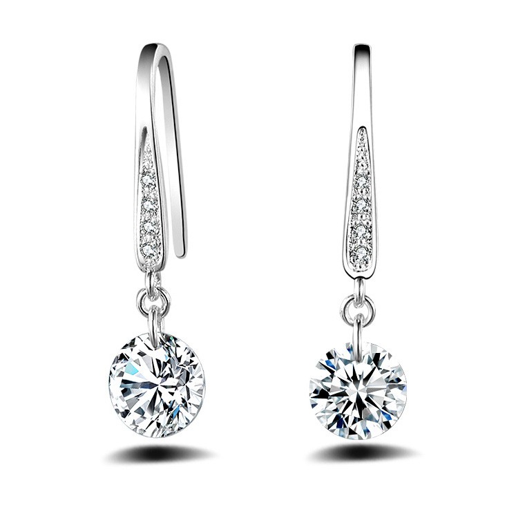 Сережки покриття срібло з кристалами №12027 