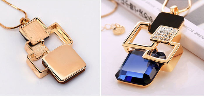 Підвіска позолочена з кристалами №137-03 - 