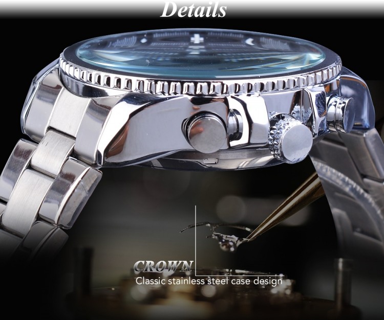 Чоловічий годинник механічний Forsining silver+black - 