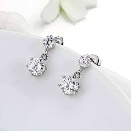 Сережки покриття срібло з кристалами №12030 