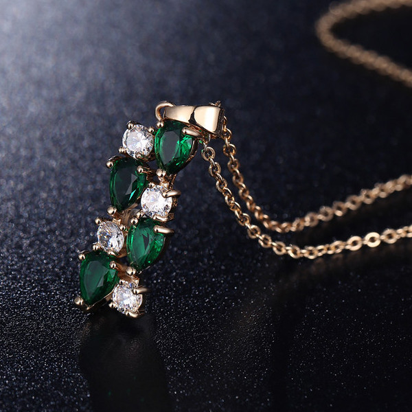 Підвіска позолочена з кристалами №10006 