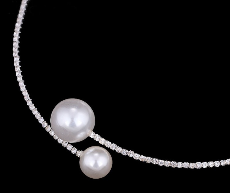 Кольє покриття срібло з кристалами і перлами №48015  - 