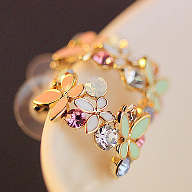 Сережки позолочені з кристалами №09074 