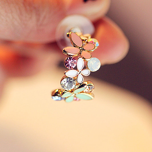 Сережки позолочені з кристалами №09074  - 