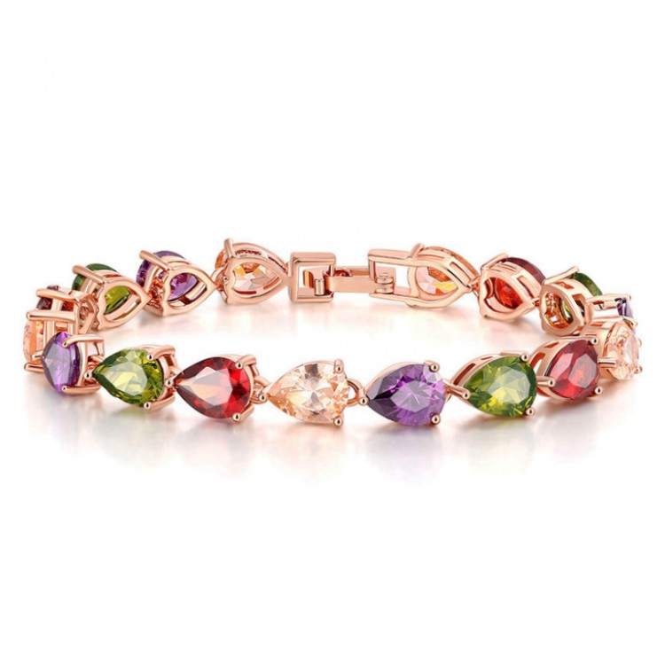 Браслет позолочений з кристалами №10014 