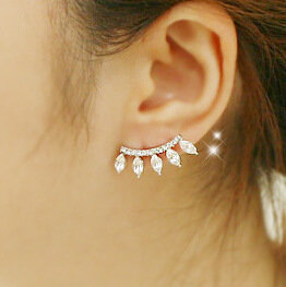 Сережки позолочені з кристалами №09024 