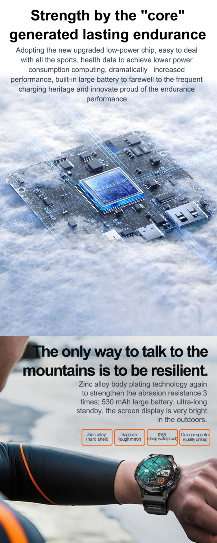 Смарт-годинник протиударний Smart Device 25 black steel, 2 ремінці - 