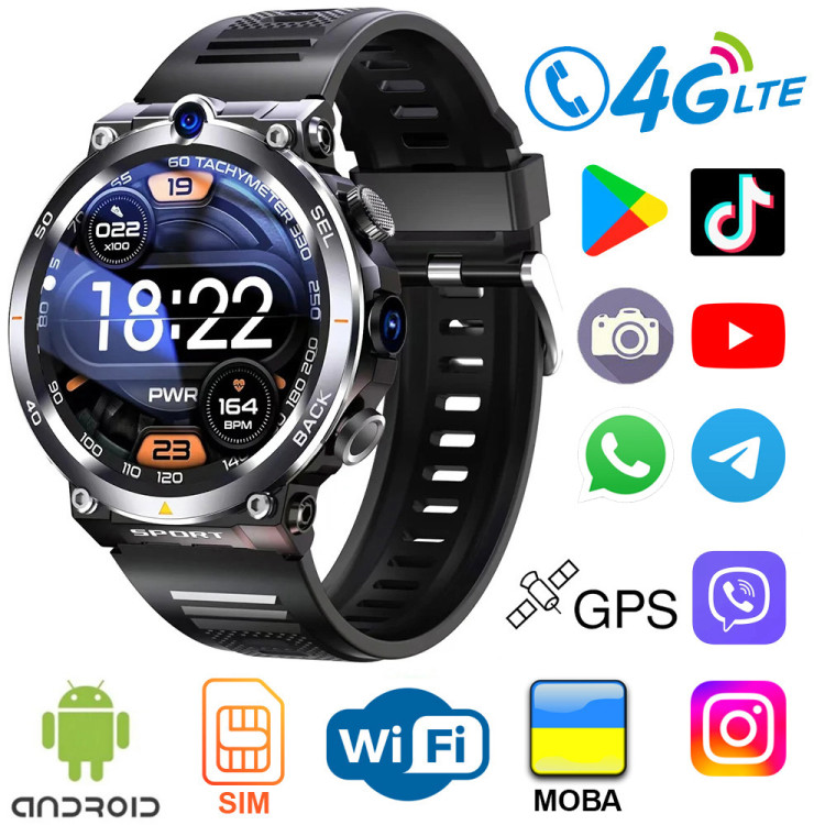 Смарт-годинник SIM-карта | Google Play | Wi-Fi | 16 ГБ | 4G | GPS